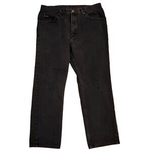 Lee Men's 5‑Pocket Black Denim Jeans 38x30 Straight Fit Leather Patch